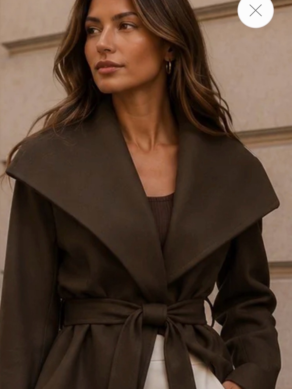 Belted Wrap short Coat in olive